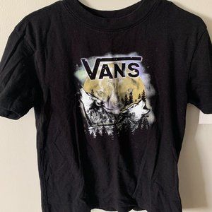 Vans Black T-shirt with Howling Wolves and Moon